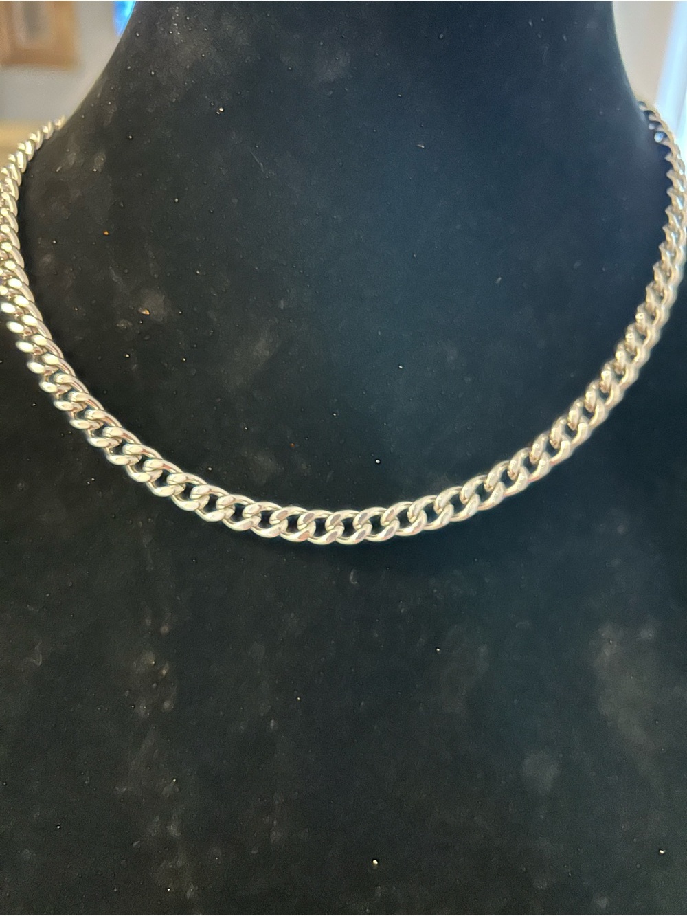 Women’s  Classic Silver toned  Curb Chain Necklace “costume”